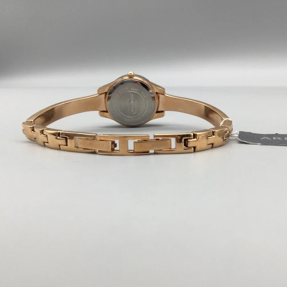 Armitron Diamond Womens Watch 23mm Black Dial Gold Tone New Battery 7.25